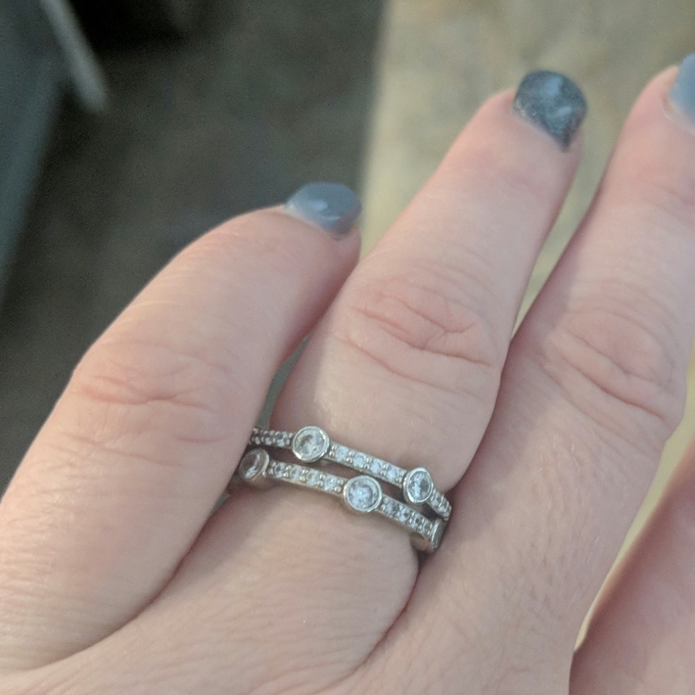 Dipped rings w/crystal stones